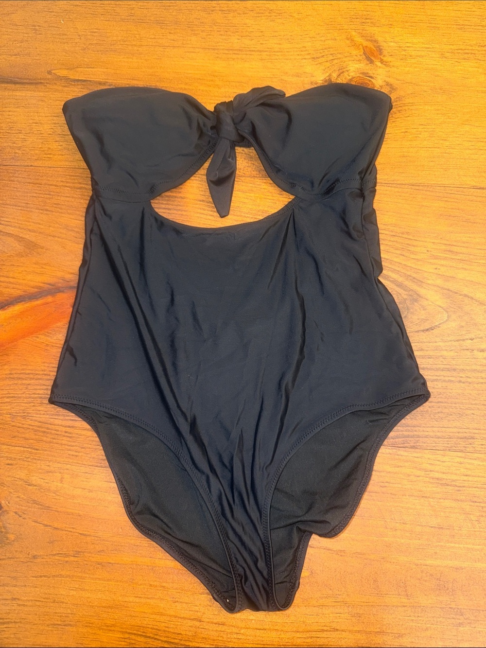 aerie Black One-Piece Swimsuit with Front Knot